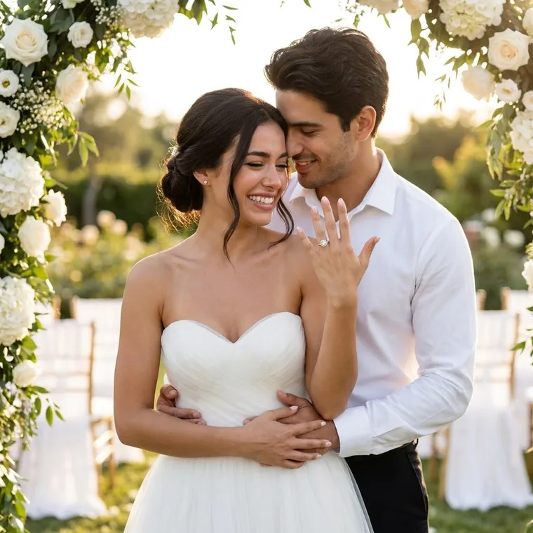 A couple celebrating their engagement
