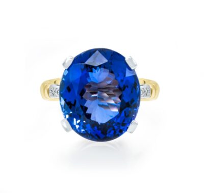 Oval Tanzanite Two-Tone Ring