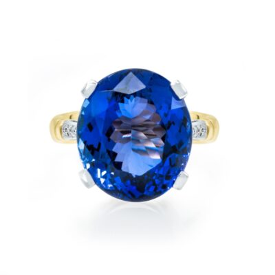 Oval Tanzanite Two-Tone Ring