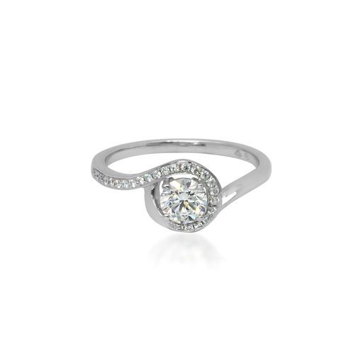 Unique Twist Diamond Halo Ring