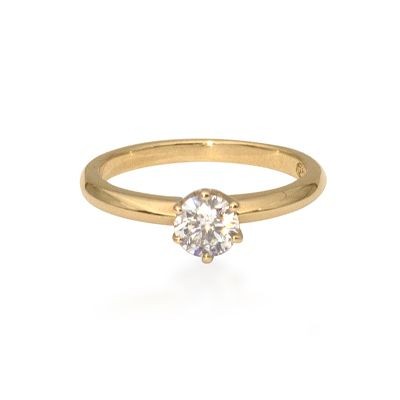 18ct yellow gold classic six claw set diamond engagement ring