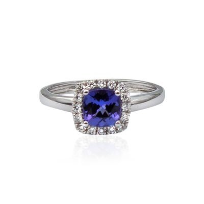 9ct white gold halo design Tanzanite ring