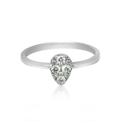 18ct Pear Shape Pave Ring