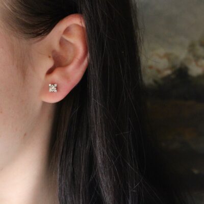 White Gold Diamond Earrings - Image 2