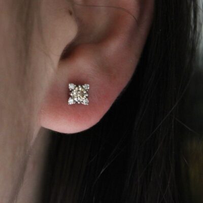 White Gold Diamond Earrings - Image 3