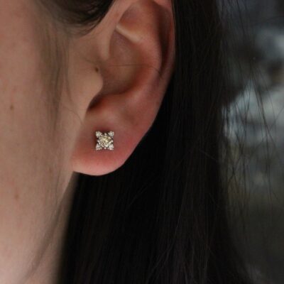 White Gold Diamond Earrings - Image 5