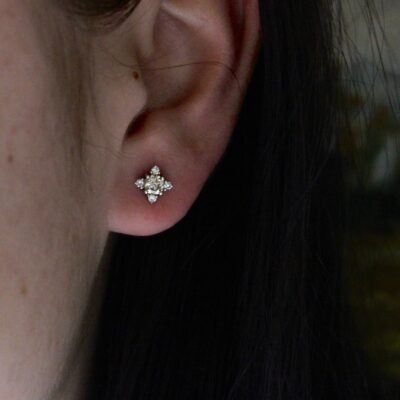 White Gold Diamond Earrings - Image 4