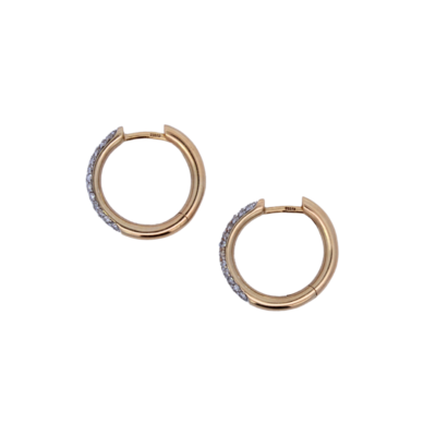 18K Yellow Gold Pave Set Diamond Huggies