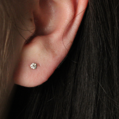9K White Gold 2=0.151CT Diamond Studs - Image 3