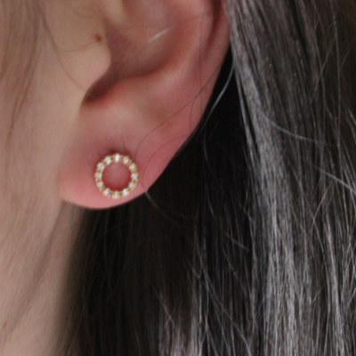 9K Rose Gold 'hugs' Diamond Earrings - Image 2