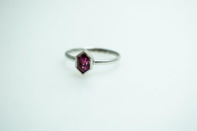 White Gold Hexagonal Spinel Stack Ring - Image 2