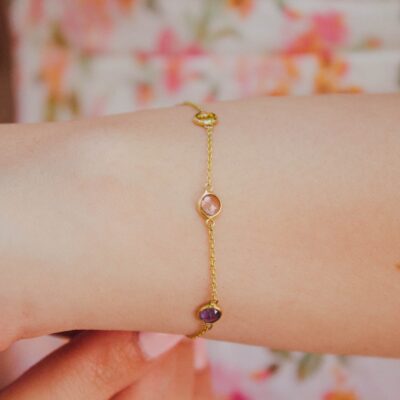 14K yellow gold multi-colour sapphire bracelet