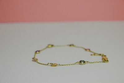 14K yellow gold multi-colour sapphire bracelet - Image 3
