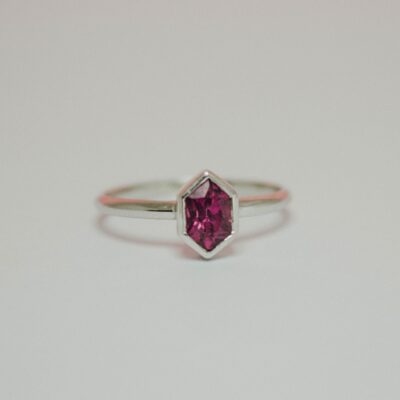 White Gold Hexagonal Spinel Stack Ring