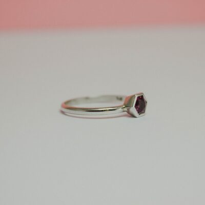9K White Gold Pentagon Cut Spinel Stacker Ring - Image 2