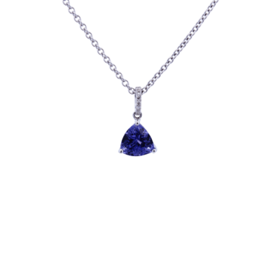 9K White Gold Trilliant Tanzanite Pendant