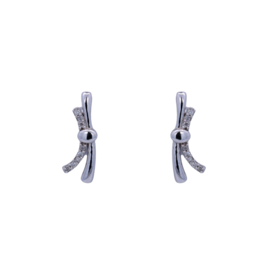 14K White Gold 0.08CT Bow Earrings