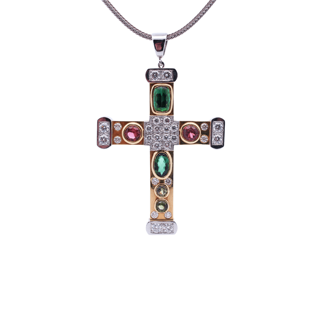 Cross Shaped Pendant, Square Gemstones, Faceted Gemstone, Prong Setting,  Gemstone Connector, 32x22mm at Rs 925/piece | Gemstone Necklace in Jaipur |  ID: 24257579491