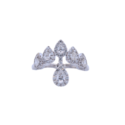 18K White Gold Fancy Pear Diamond Ring