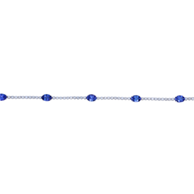 18K White Gold Oval Tanzanite & Diamond Bracelet