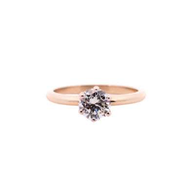 14K White & Yellow Gold Six Claw Diamond Engagement Ring