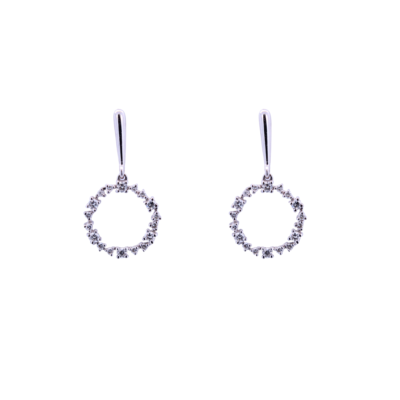 18CT White Gold Fancy Circle Diamond Earrings