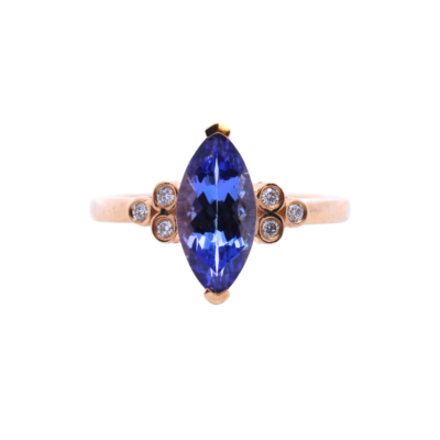 10K Yellow Gold Marquise Tanzanite Diamond Ring