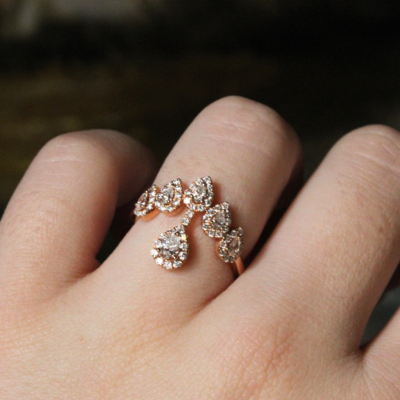 18K Rose Gold Fancy Pear Diamond Ring - Image 2