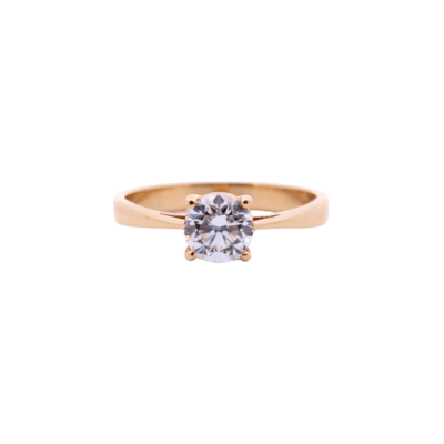 18K Yellow Gold Four-Claw Solitaire Diamond Engagement Ring