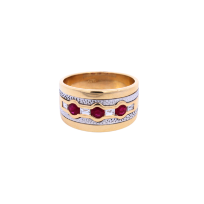 18K Yellow Gold Diamond Ruby Ring