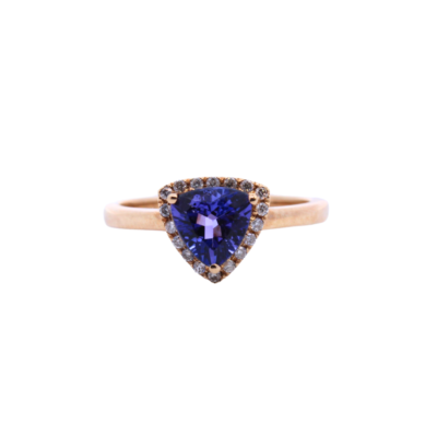 10K Yellow Gold Trilliant Tanzanite Diamond Ring