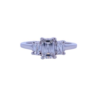 Platinum Emerald Trilogy Diamond Ring