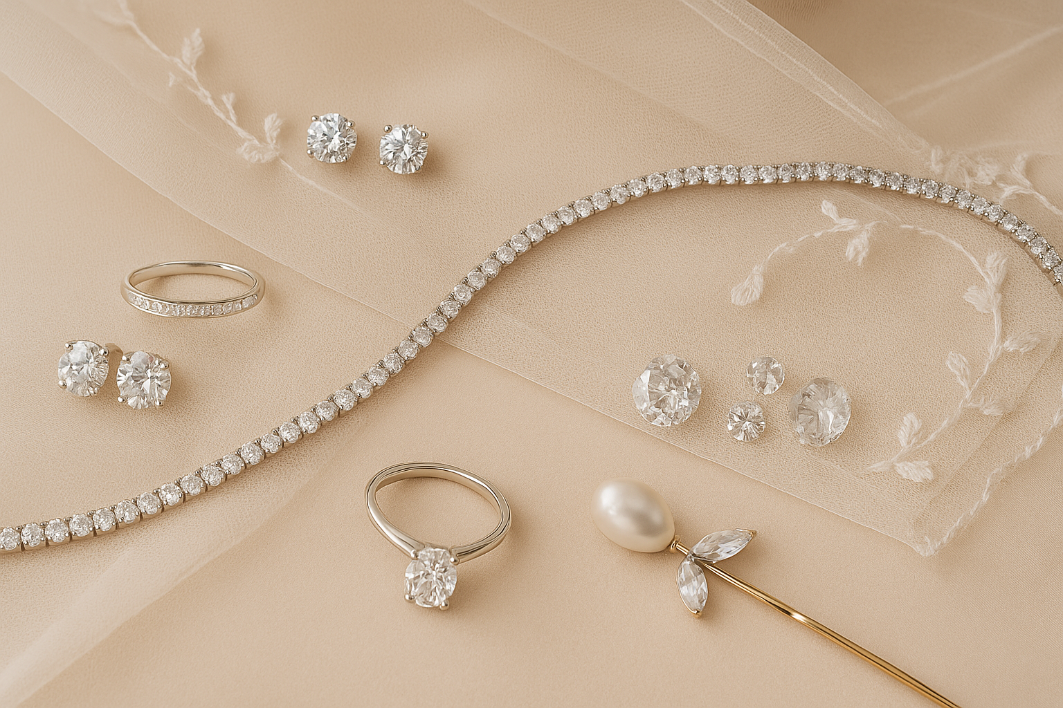 Wedding day jewellery has evolved in 2025 to become a thoughtful extension of bridal style. This year’s brides are loving: ✨ Vintage-Inspired Hair Accessories – Diamond and pearl hairpins, Art Deco combs, and delicate brooches add an old-world charm to modern gowns. ✨ Stacked Wedding Bands – Brides are layering slim diamond eternity bands with classic rings to create a meaningful, personal set. ✨ Personalised Bridesmaid Jewellery – Brides are gifting pieces from our Gemstone Jewellery collection, allowing each bridesmaid to wear a piece that reflects her style while complementing the wedding’s palette. Influences from recent celebrity weddings and couture bridal showcases have also popularised layering delicate diamond necklaces and incorporating colourful gemstone drops for a fresh, fashion-forward bridal look.