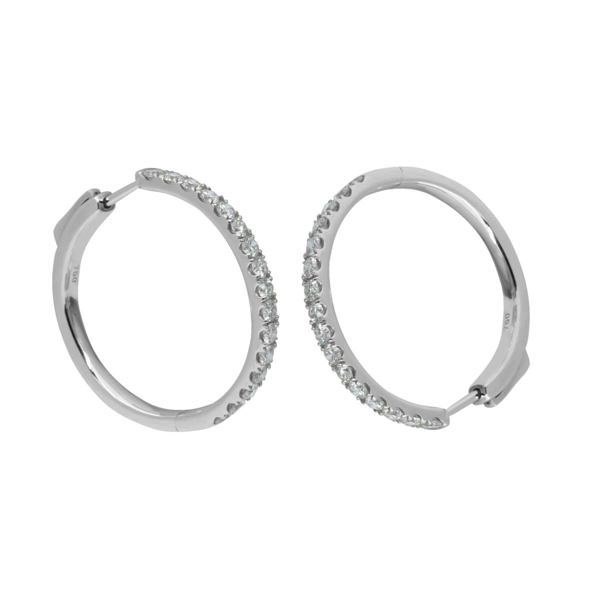 ne pair of 18ct white gold huggie earrings set with natural Diamonds