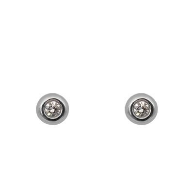 White Gold Bezel Set Diamond Earrings