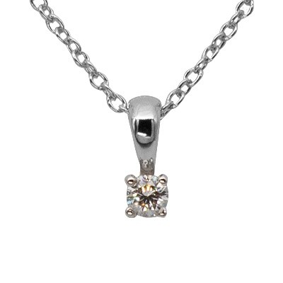 White Gold Four Claw Diamond Pendant