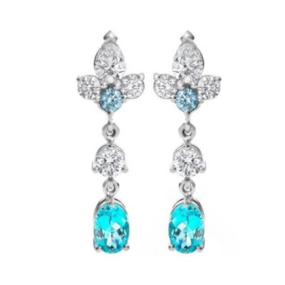 Paraiba Tourmaline and Diamond Earrings